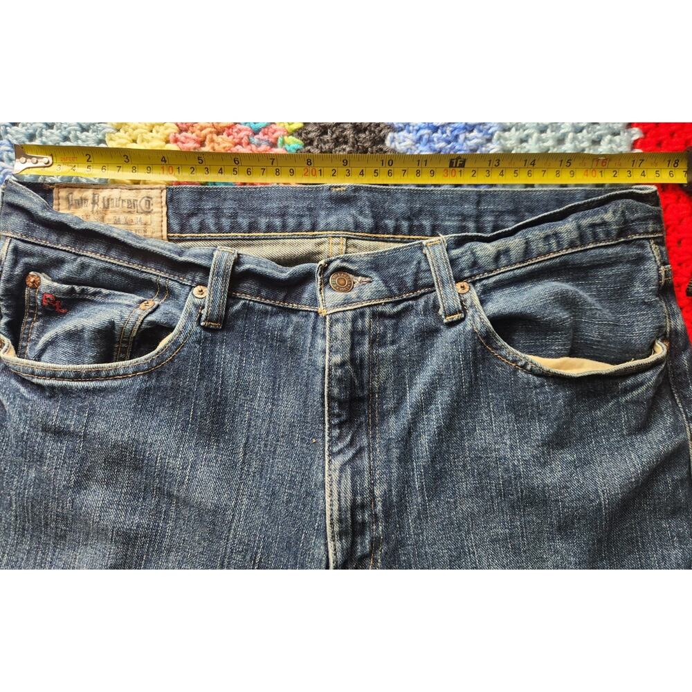 Polo Ralph Lauren Blue Straight Denim Jeans Zip Button 5-Pocket Men's - Picture 4 of 9